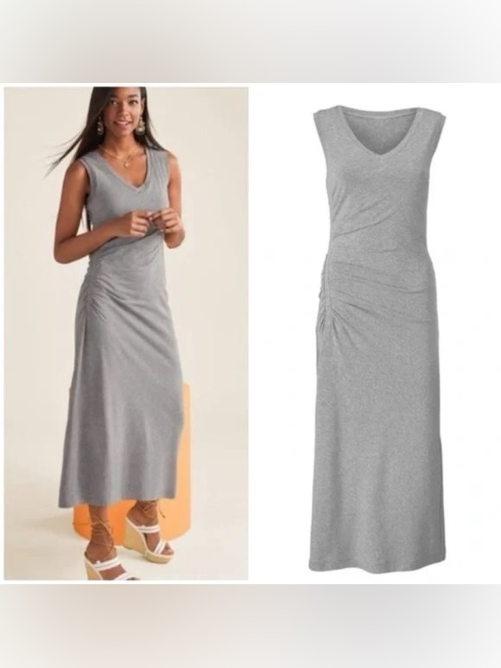 CAbi Light Grey Breeze Maxi Dress Sleeveless Tank Style M